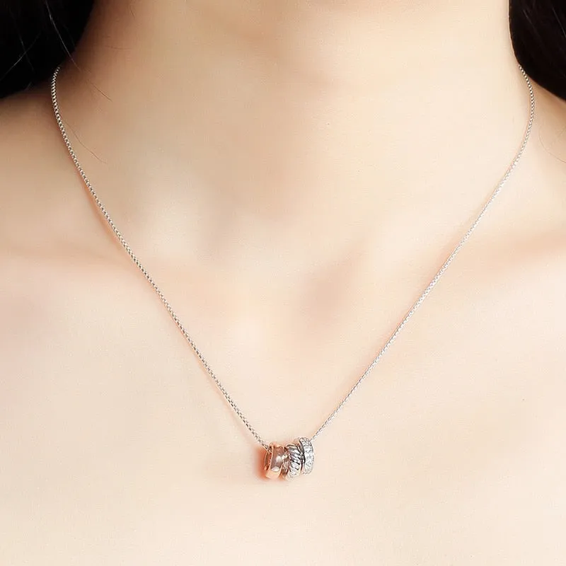 Julie Landry Original 925 Sterling Silver Circle Necklaces & Pendants Rose Gold