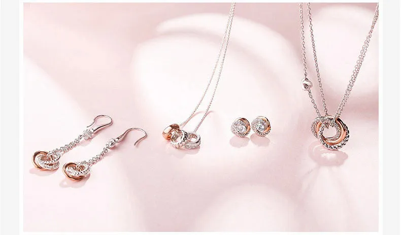 Julie Landry Original 925 Sterling Silver Circle Necklaces & Pendants Rose Gold