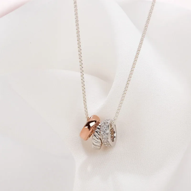 Julie Landry Original 925 Sterling Silver Circle Necklaces & Pendants Rose Gold