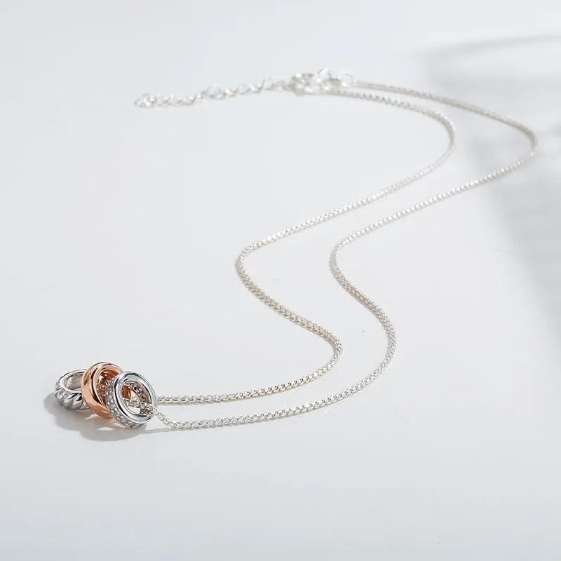 Julie Landry Original 925 Sterling Silver Circle Necklaces & Pendants Rose Gold