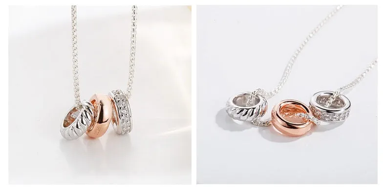Julie Landry Original 925 Sterling Silver Circle Necklaces & Pendants Rose Gold