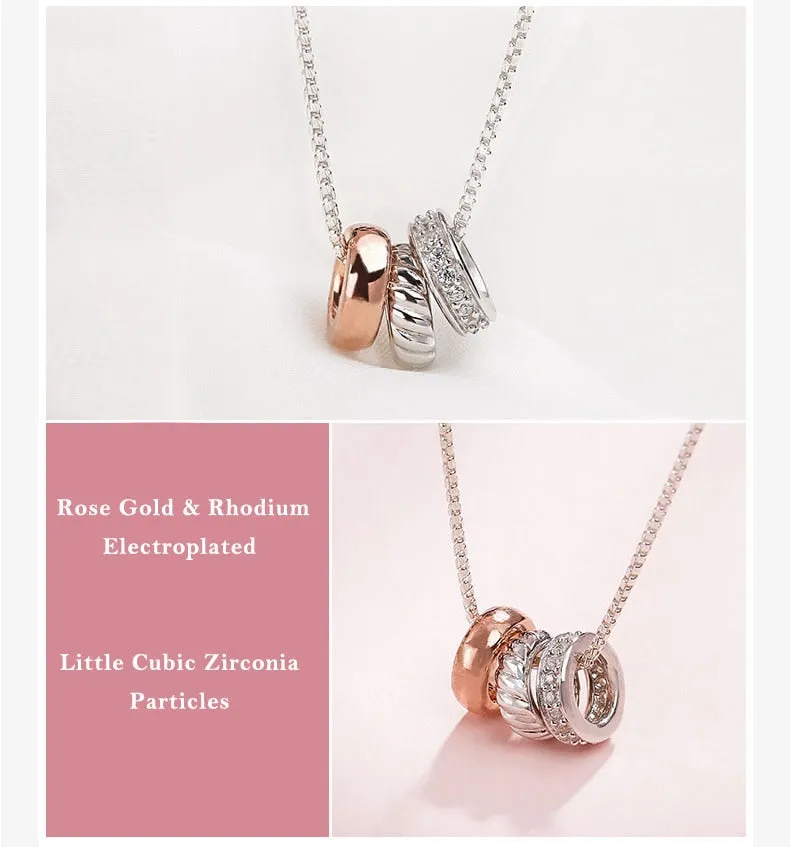 Julie Landry Original 925 Sterling Silver Circle Necklaces & Pendants Rose Gold