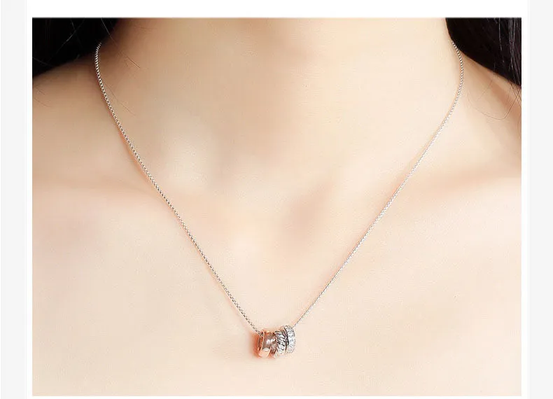 Julie Landry Original 925 Sterling Silver Circle Necklaces & Pendants Rose Gold