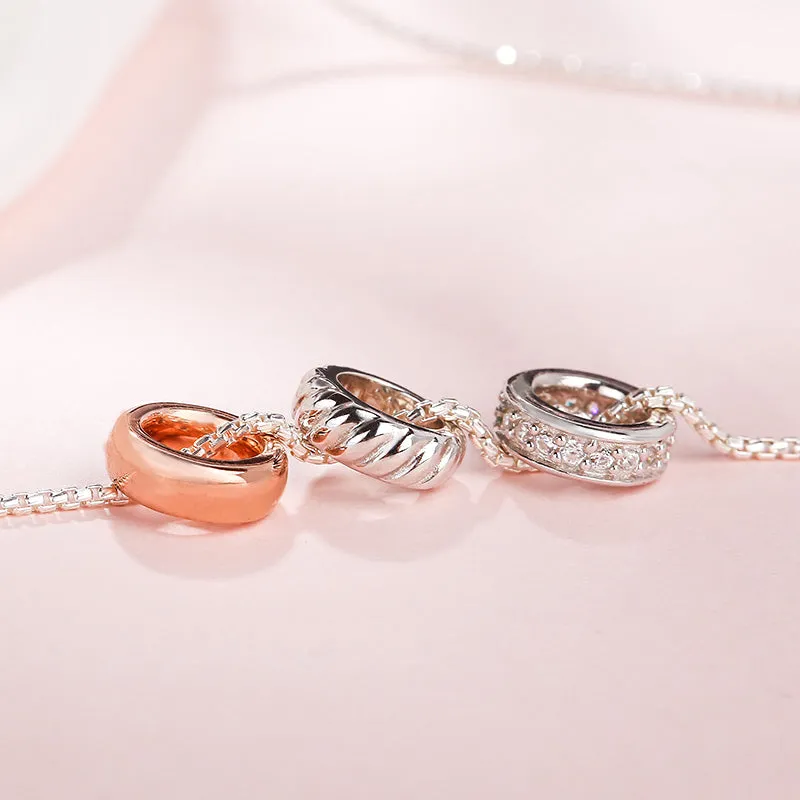 Julie Landry Original 925 Sterling Silver Circle Necklaces & Pendants Rose Gold