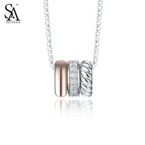Julie Landry Original 925 Sterling Silver Circle Necklaces & Pendants Rose Gold
