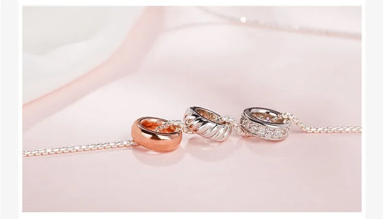 Julie Landry Original 925 Sterling Silver Circle Necklaces & Pendants Rose Gold