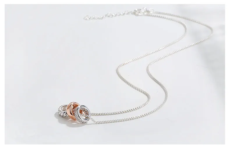Julie Landry Original 925 Sterling Silver Circle Necklaces & Pendants Rose Gold