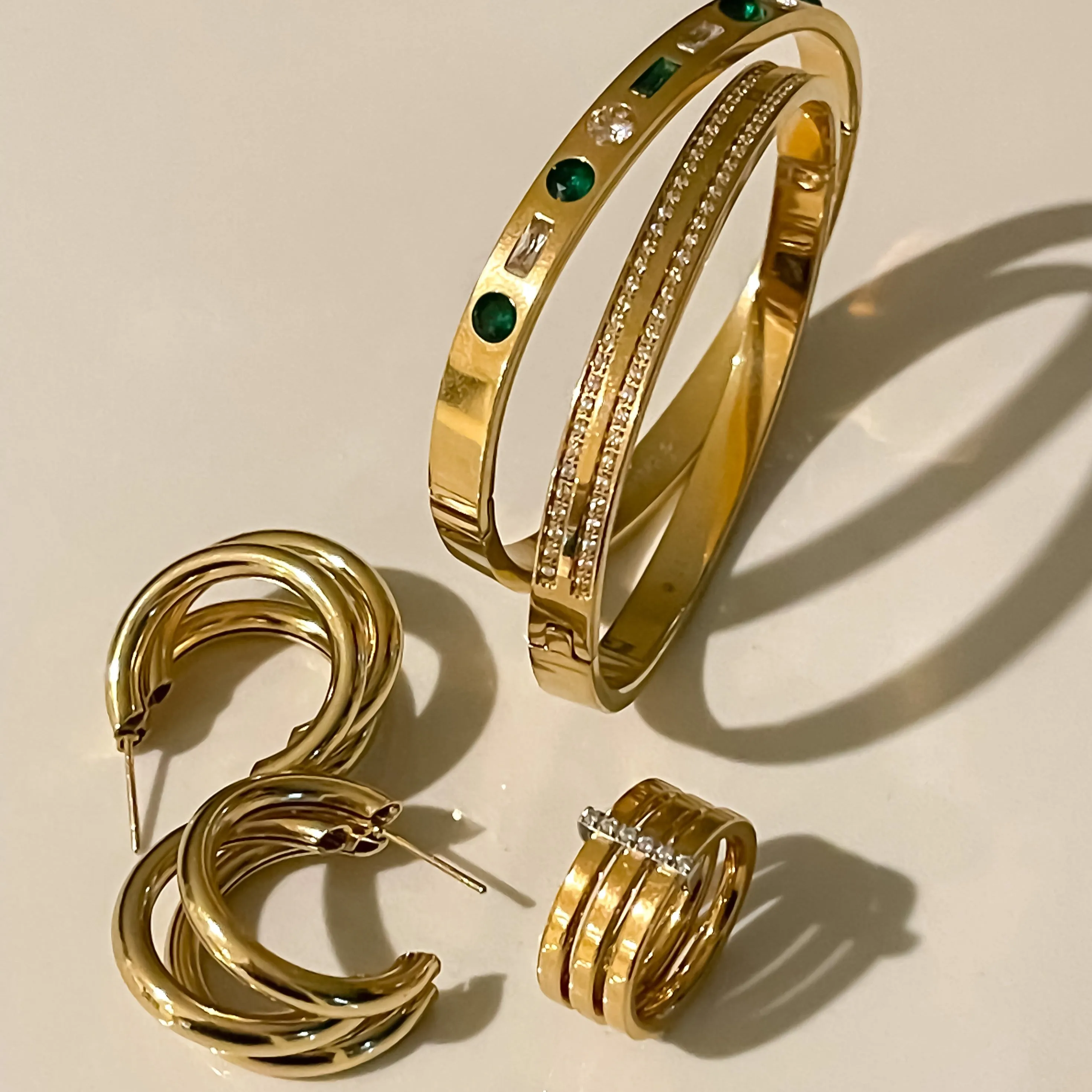 Kaleidoscope Emerald Bangle Cuff