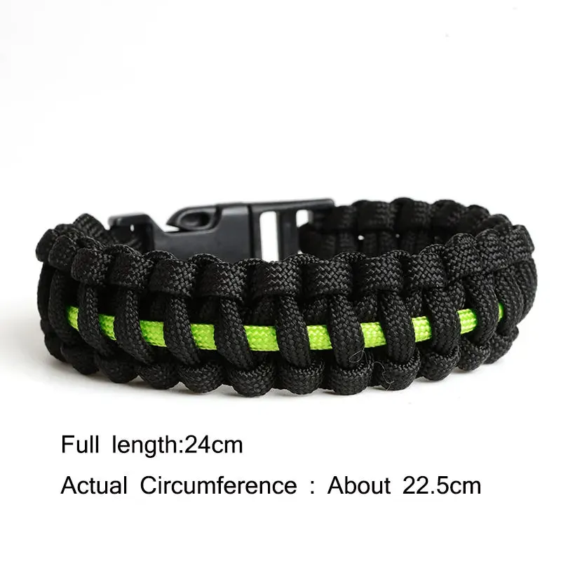 Keisha Lena Outdoor Travel Camping Thin Blue Line Black Braided Cobra Weave Plastic Buckle Paracord Survival Bracelet Police