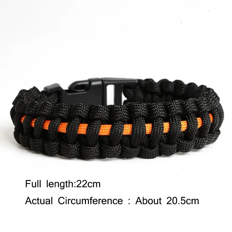 Keisha Lena Outdoor Travel Camping Thin Blue Line Black Braided Cobra Weave Plastic Buckle Paracord Survival Bracelet Police