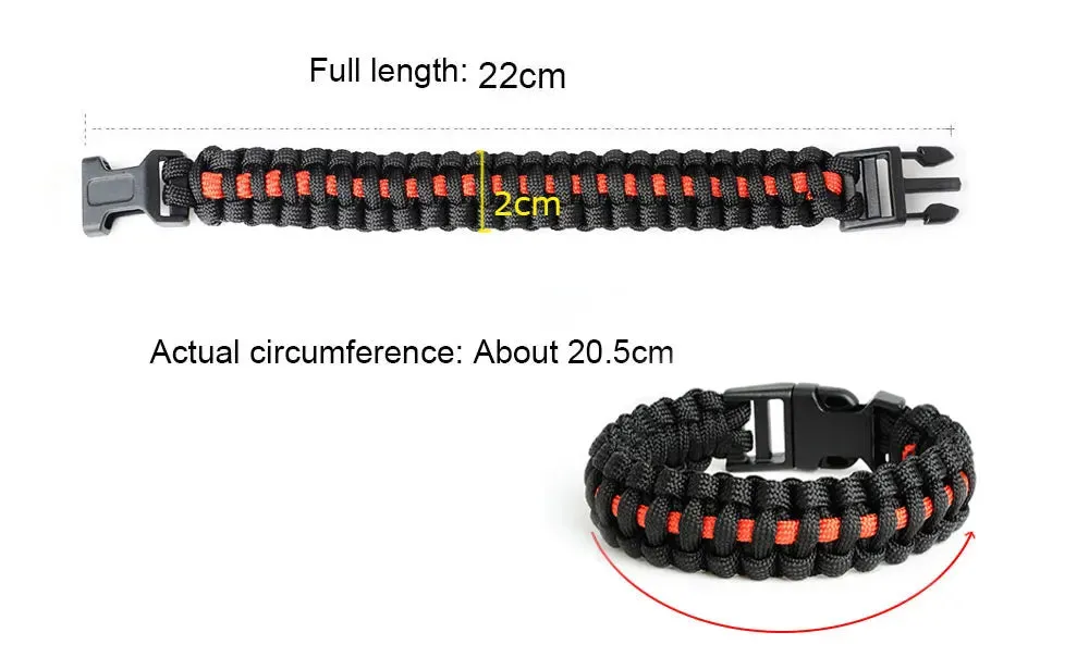 Keisha Lena Outdoor Travel Camping Thin Blue Line Black Braided Cobra Weave Plastic Buckle Paracord Survival Bracelet Police