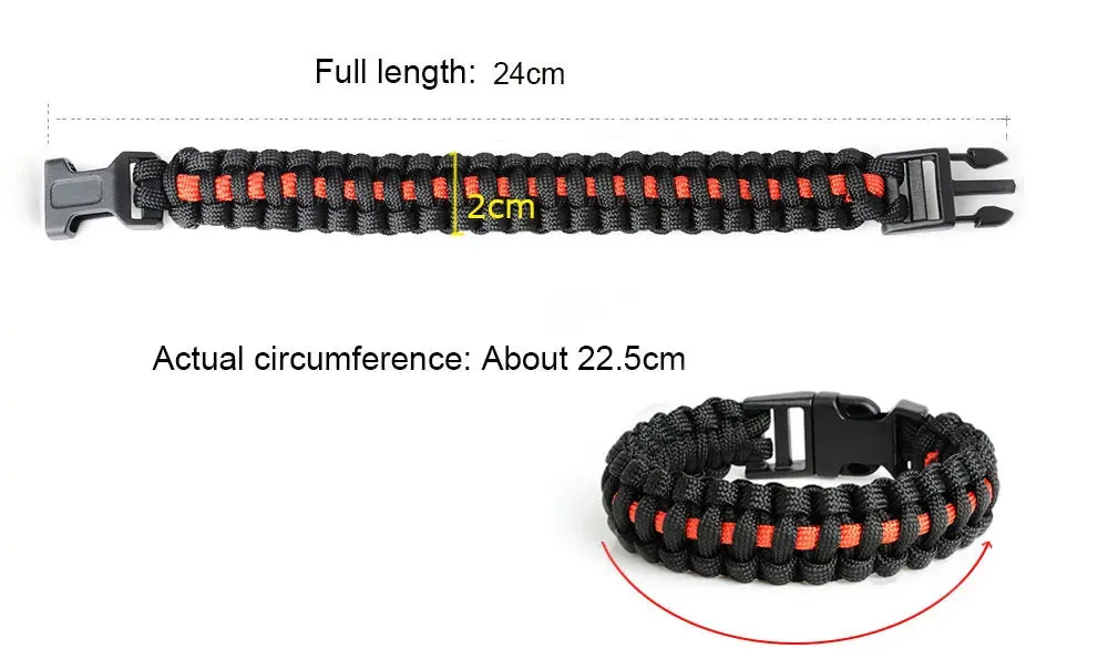 Keisha Lena Outdoor Travel Camping Thin Blue Line Black Braided Cobra Weave Plastic Buckle Paracord Survival Bracelet Police