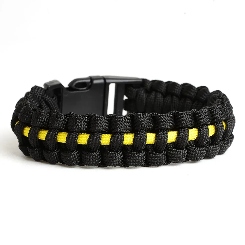 Keisha Lena Outdoor Travel Camping Thin Blue Line Black Braided Cobra Weave Plastic Buckle Paracord Survival Bracelet Police