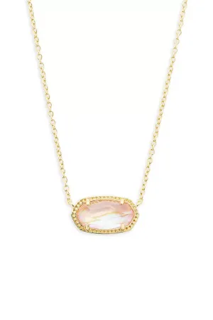 Kendra Scott Elisa Gold Birthstone Pendant Necklace in Gold Light Pink Abalone | 9608864952-OOS