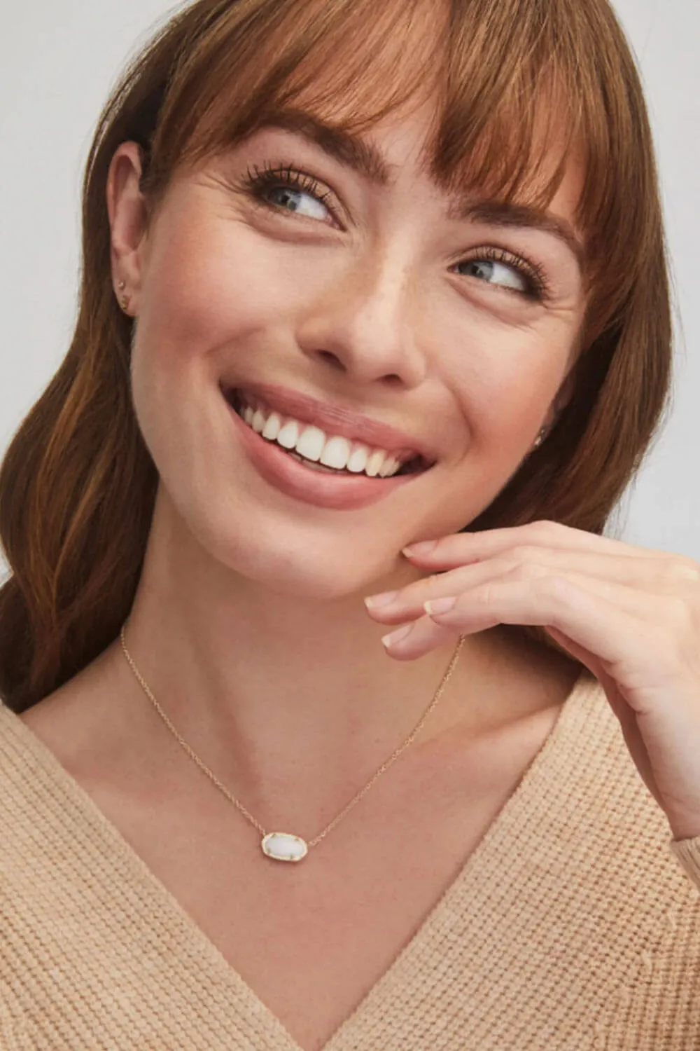 Kendra Scott Elisa Gold Pendant Necklace in White Kyocera Opal | 4217714170