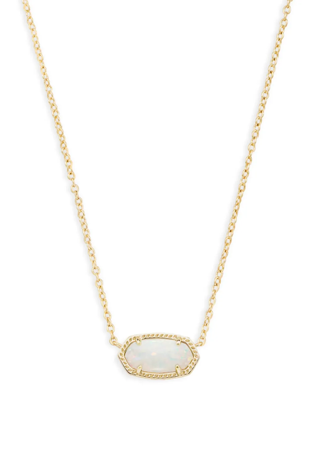 Kendra Scott Elisa Gold Pendant Necklace in White Kyocera Opal | 4217714170