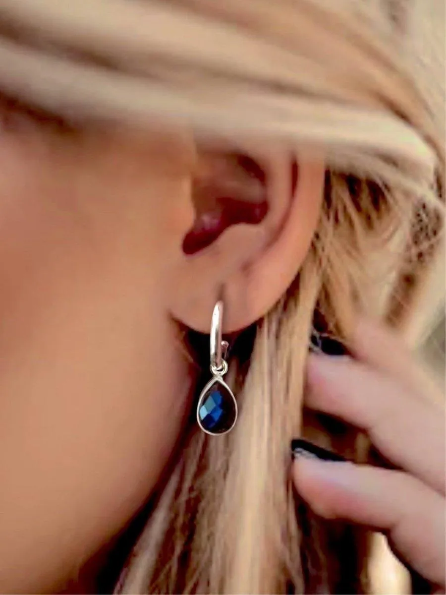 Laiha Bell Mini Droplet Labradorite Hoop Earrings