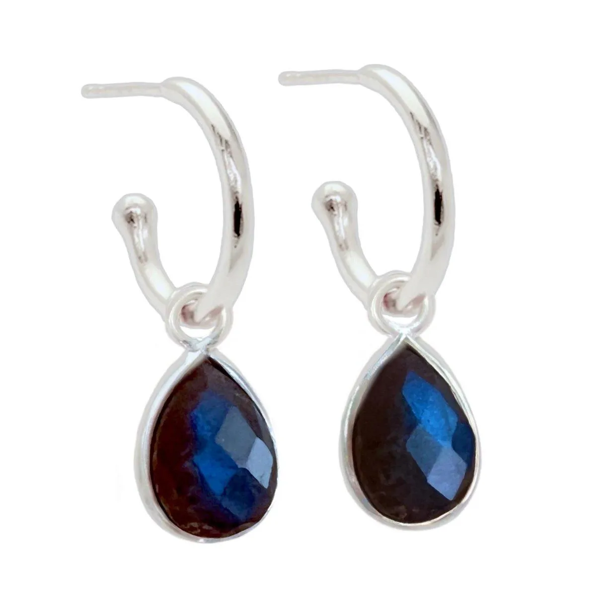 Laiha Bell Mini Droplet Labradorite Hoop Earrings