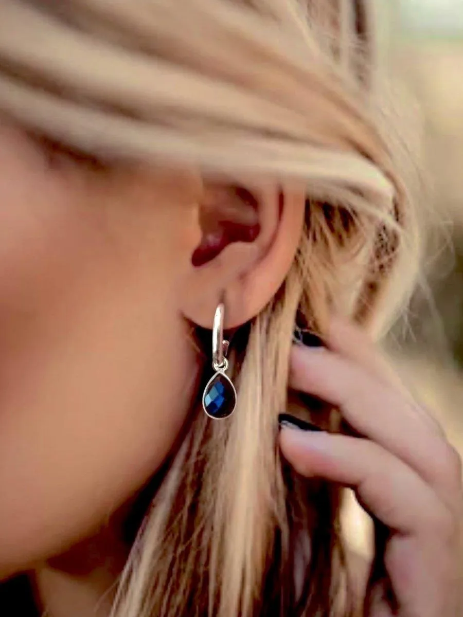 Laiha Bell Mini Droplet Labradorite Hoop Earrings