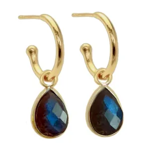 Laihas Mini ‘Bell’ Raindrop Gold Labradorite Hoop Earrings
