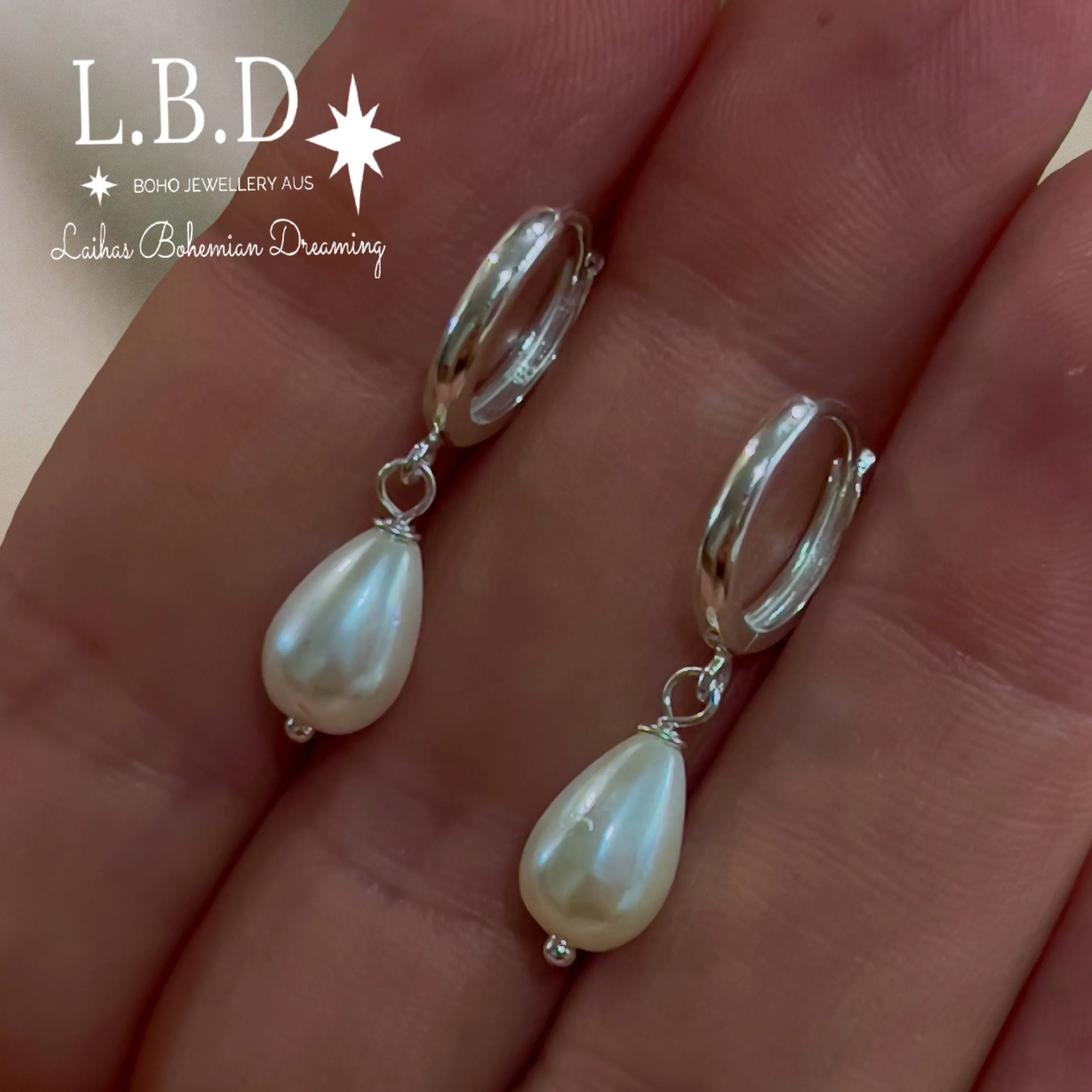 Laihas Pearly Hearts Natural Pearl Hoop Earrings