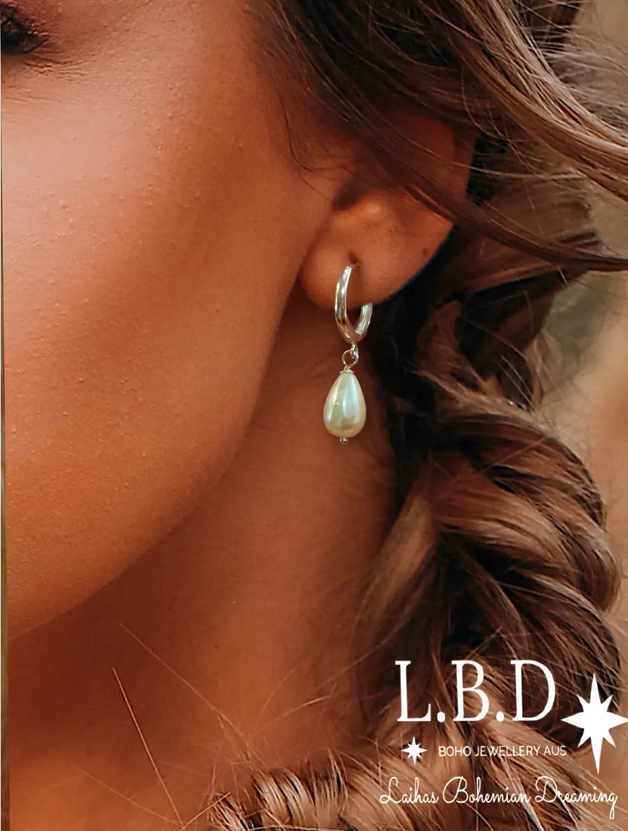 Laihas Pearly Hearts Natural Pearl Hoop Earrings