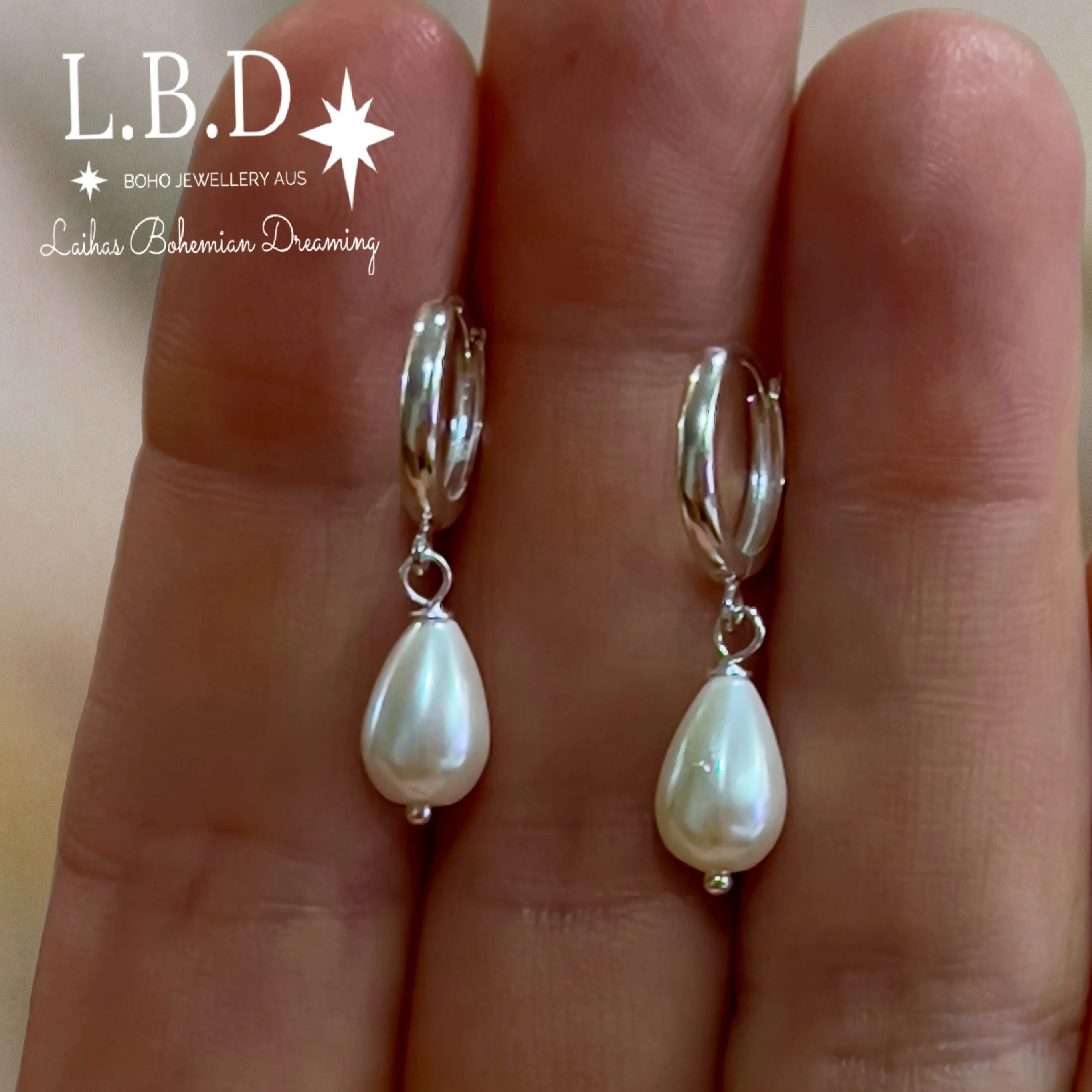 Laihas Pearly Hearts Natural Pearl Hoop Earrings