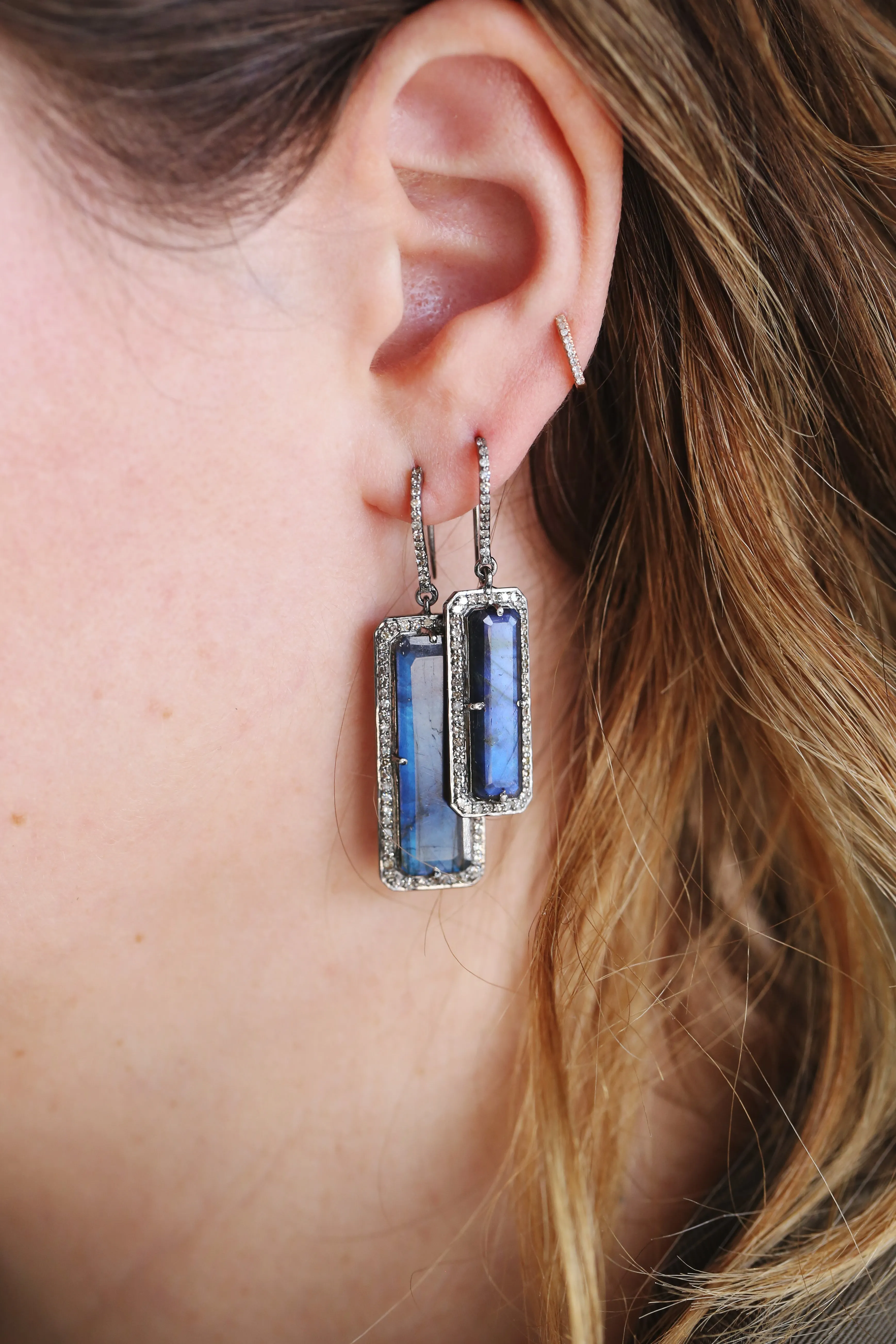 Landa Slab Earrings: Labradorite