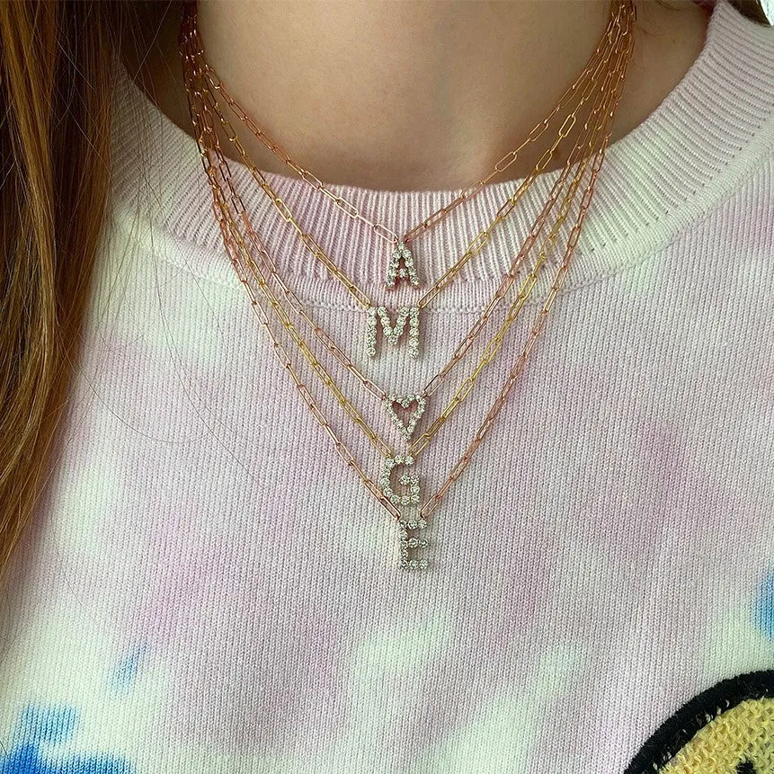 Large Diamond Heart Paperclip Necklace