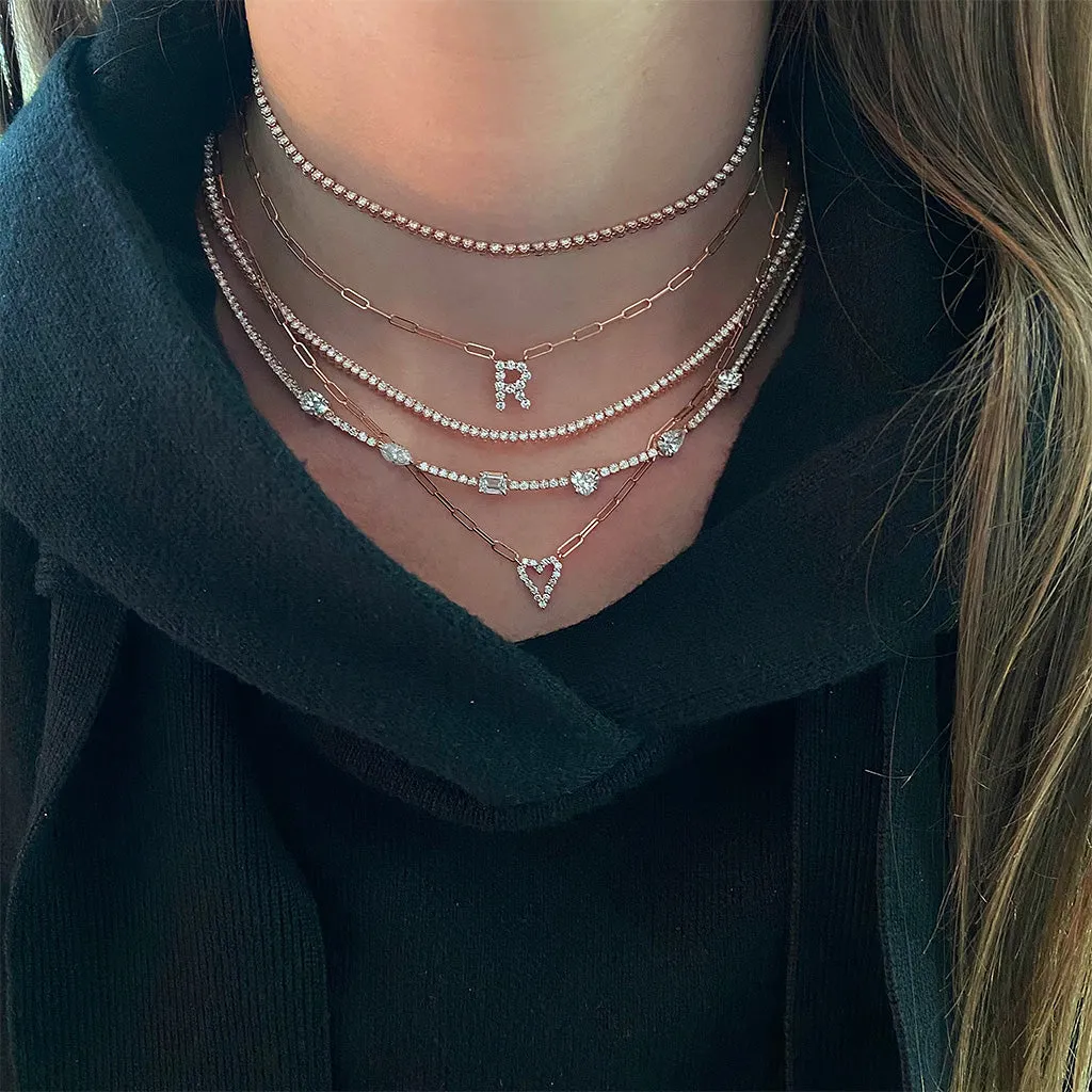 Large Diamond Heart Paperclip Necklace
