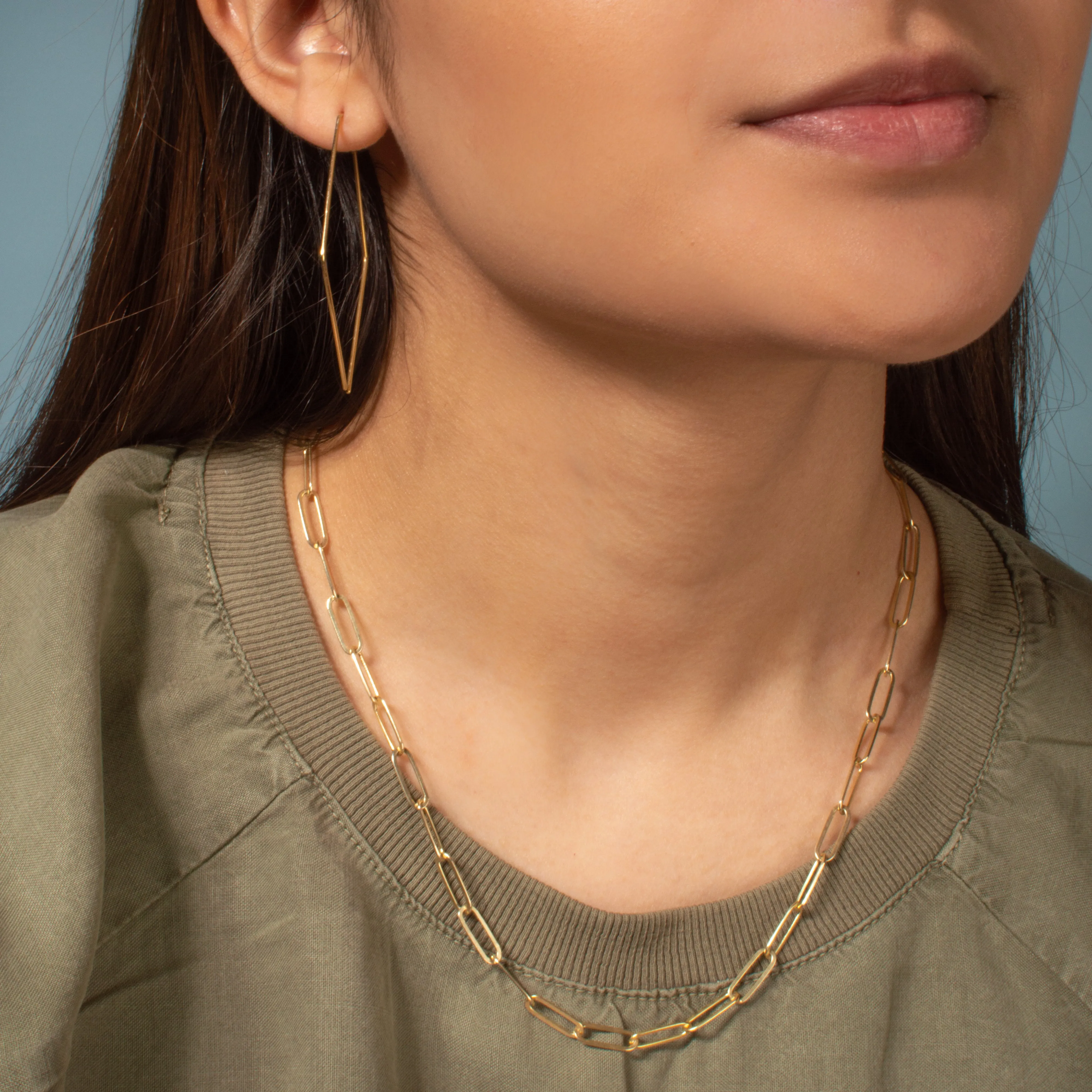 Large Link Paperclip Chain Necklace in Gold - 18" L