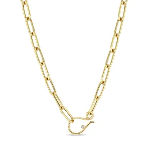 Large Paperclip Chain with Diamond Hook Closure