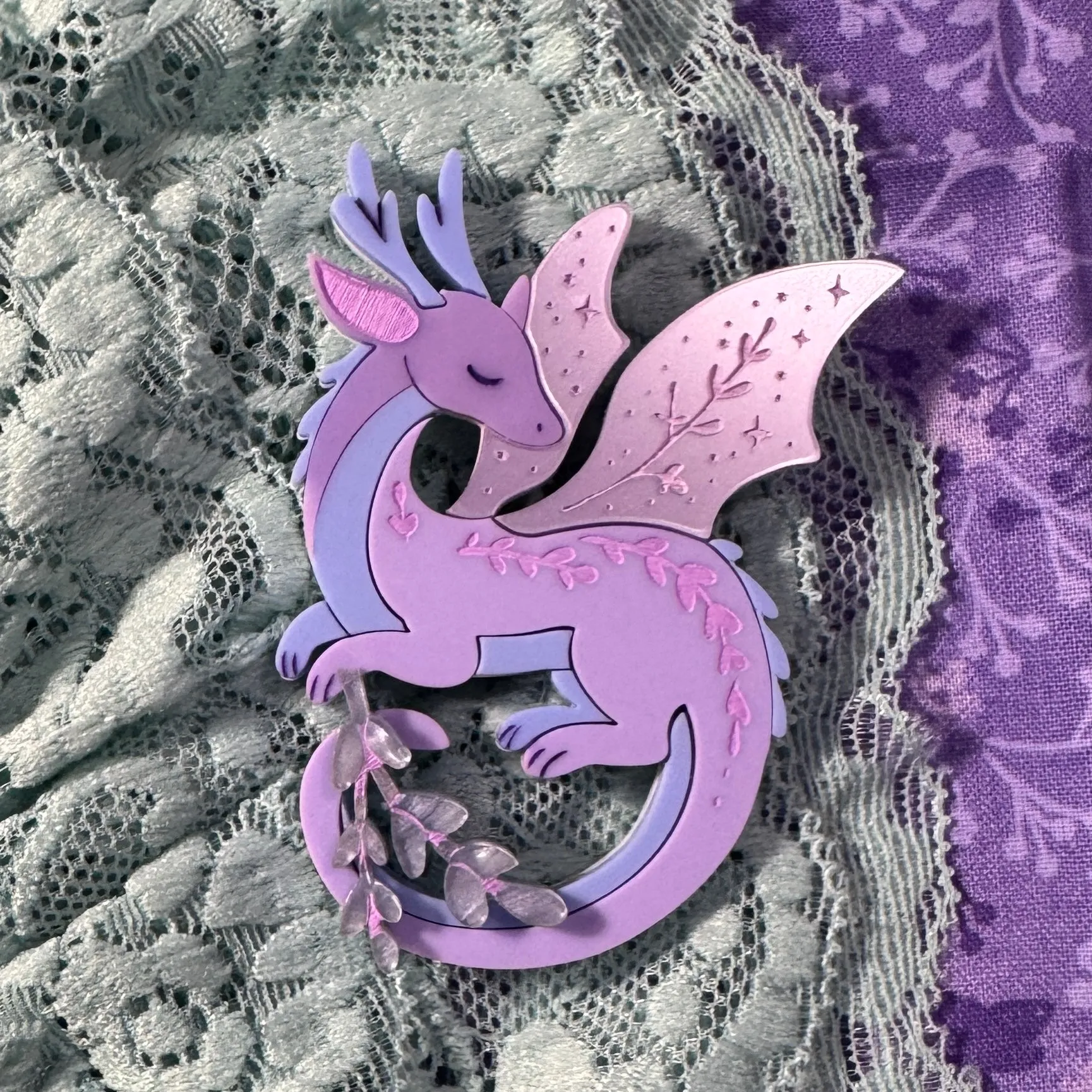 Lavender the Dragon 🐉 - Brooch - Set of 2