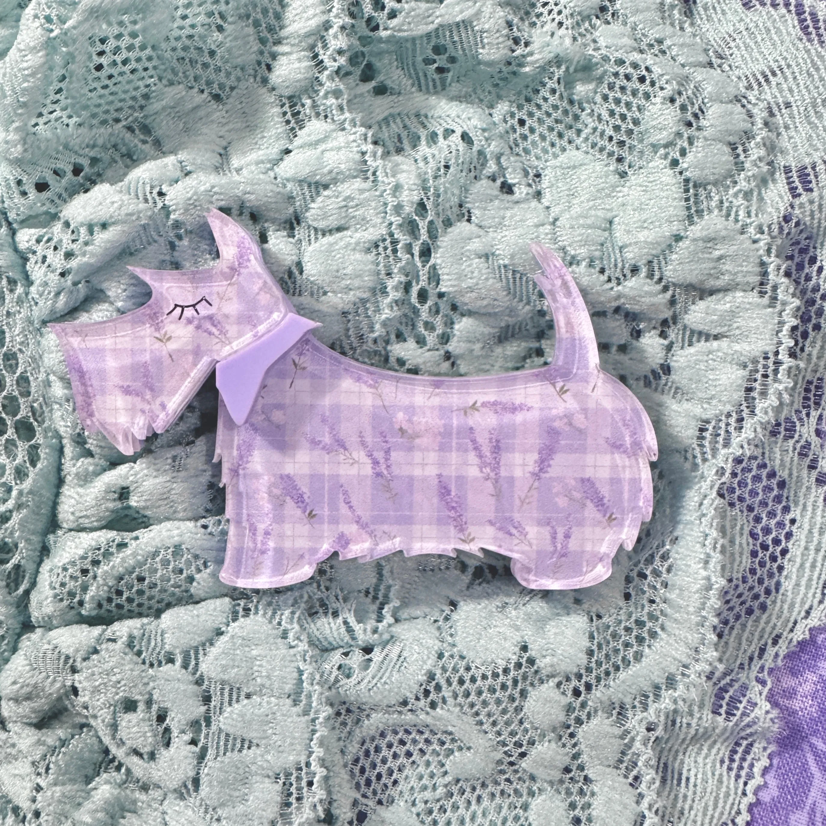 Lavender the Scotty - Brooch - Set of 2