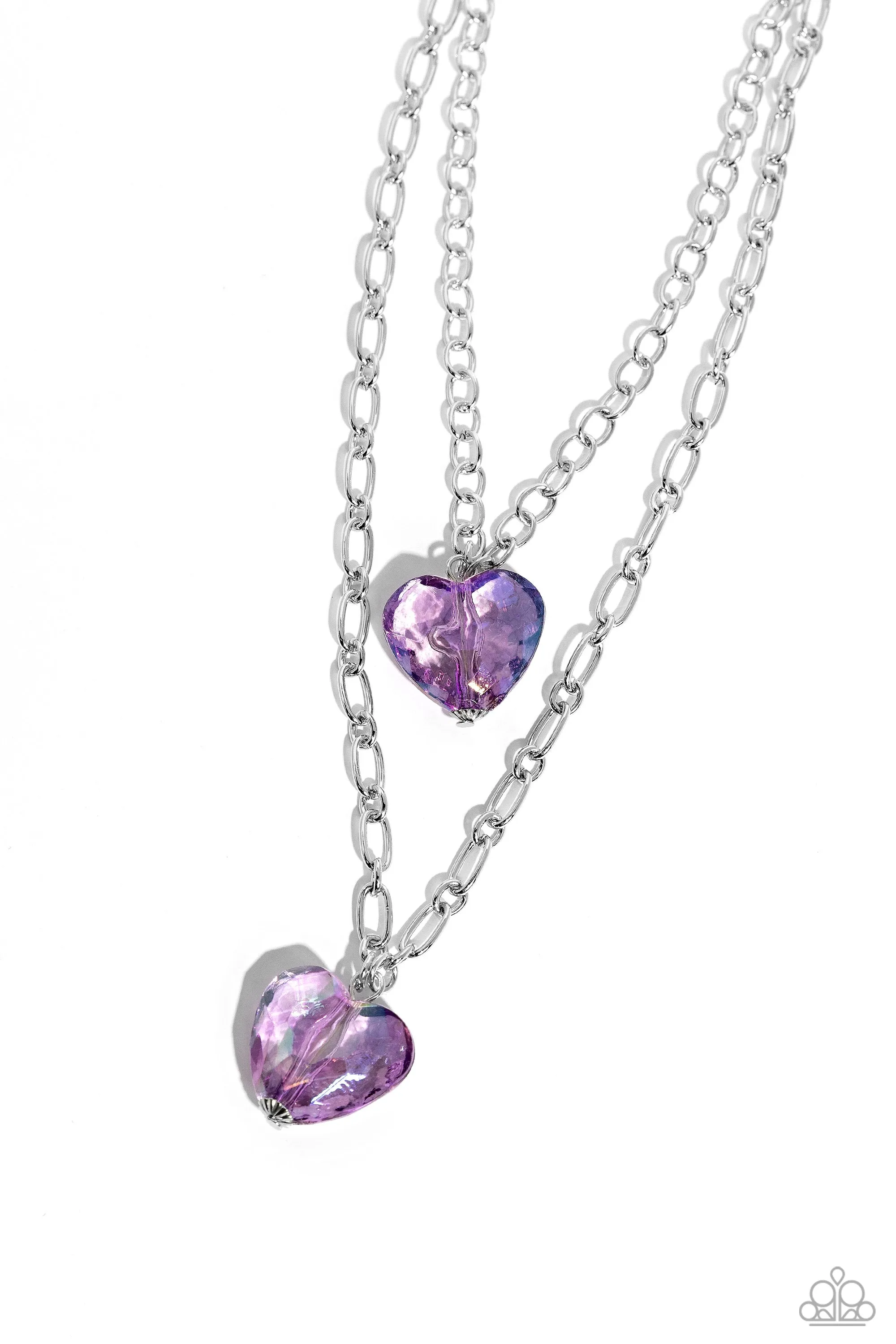 Layered Love - Purple - Heart Gem Tiered Paparazzi Short Necklace