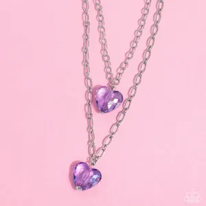 Layered Love - Purple - Heart Gem Tiered Paparazzi Short Necklace
