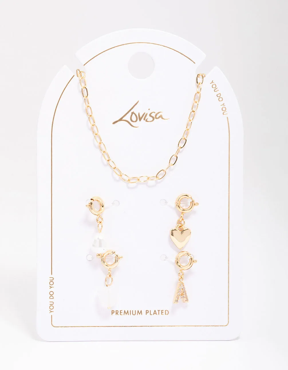 Letter 'A' Gold Plated Initial Customisable Charm Necklace