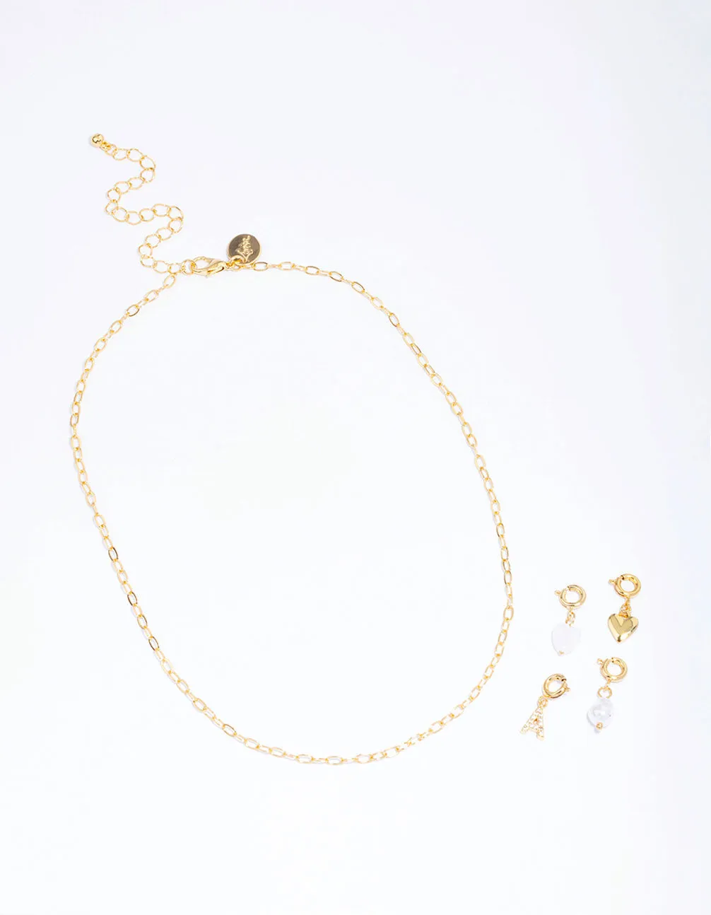 Letter 'A' Gold Plated Initial Customisable Charm Necklace