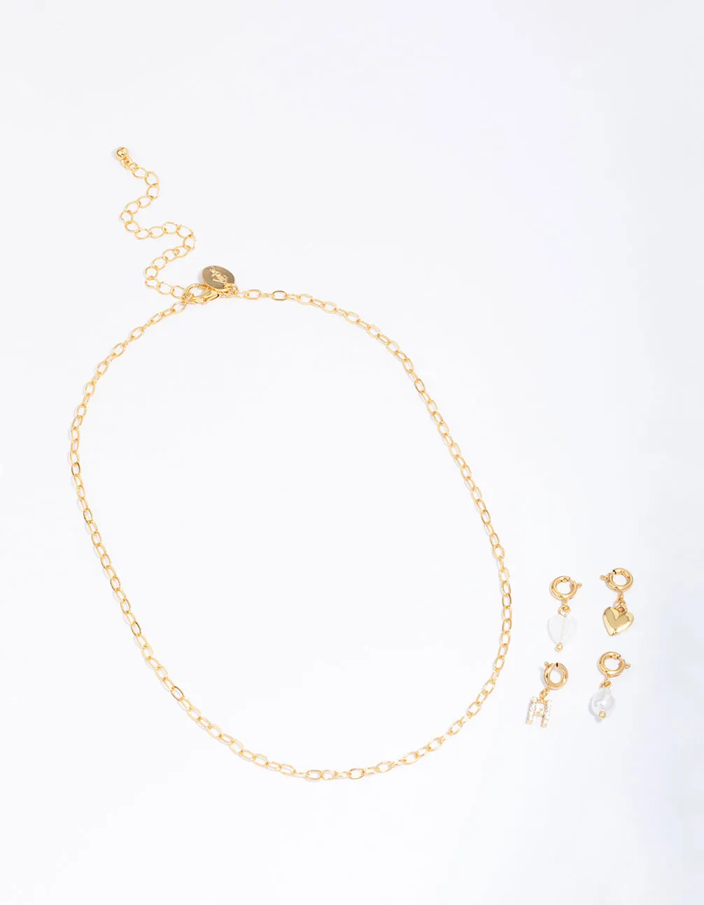 Letter 'H' Gold Plated Initial Customisable Charm Necklace