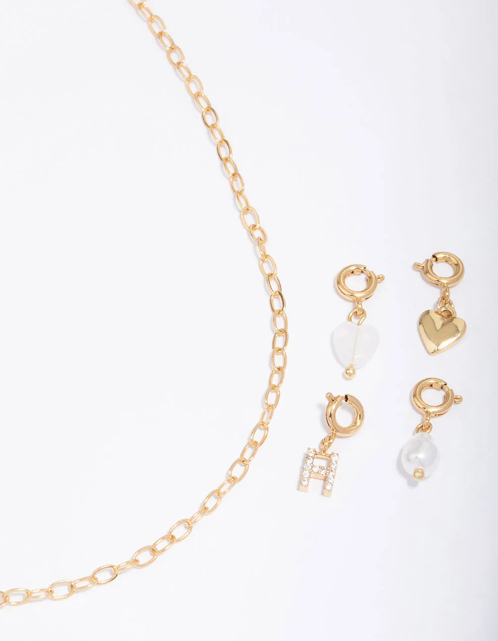 Letter 'H' Gold Plated Initial Customisable Charm Necklace
