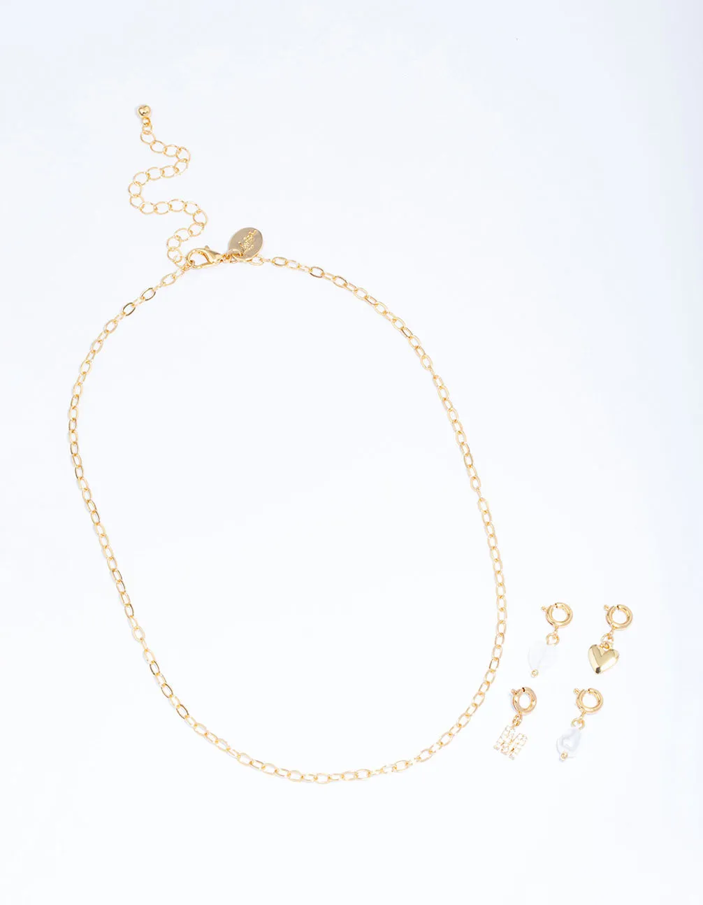 Letter 'M' Gold Plated Initial Customisable Charm Necklace