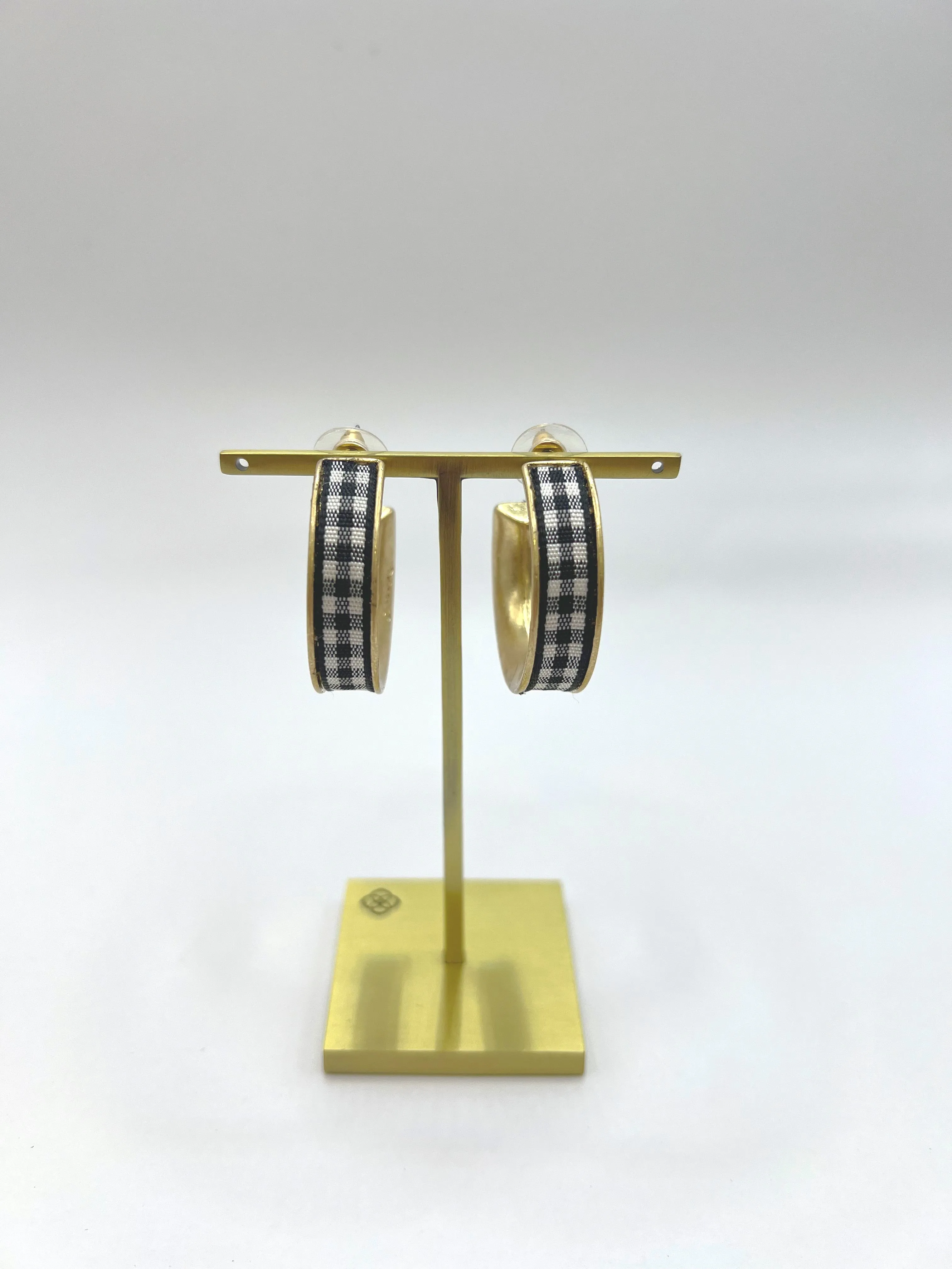 Libby Gingham Hoop Earrings, Black