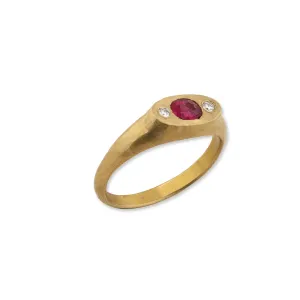 Lika Behar Signet Red Spinel & Diamond Ring