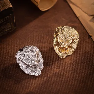Lion Head Brooch for Men Retro Alloy Animal Pin 2 Pack