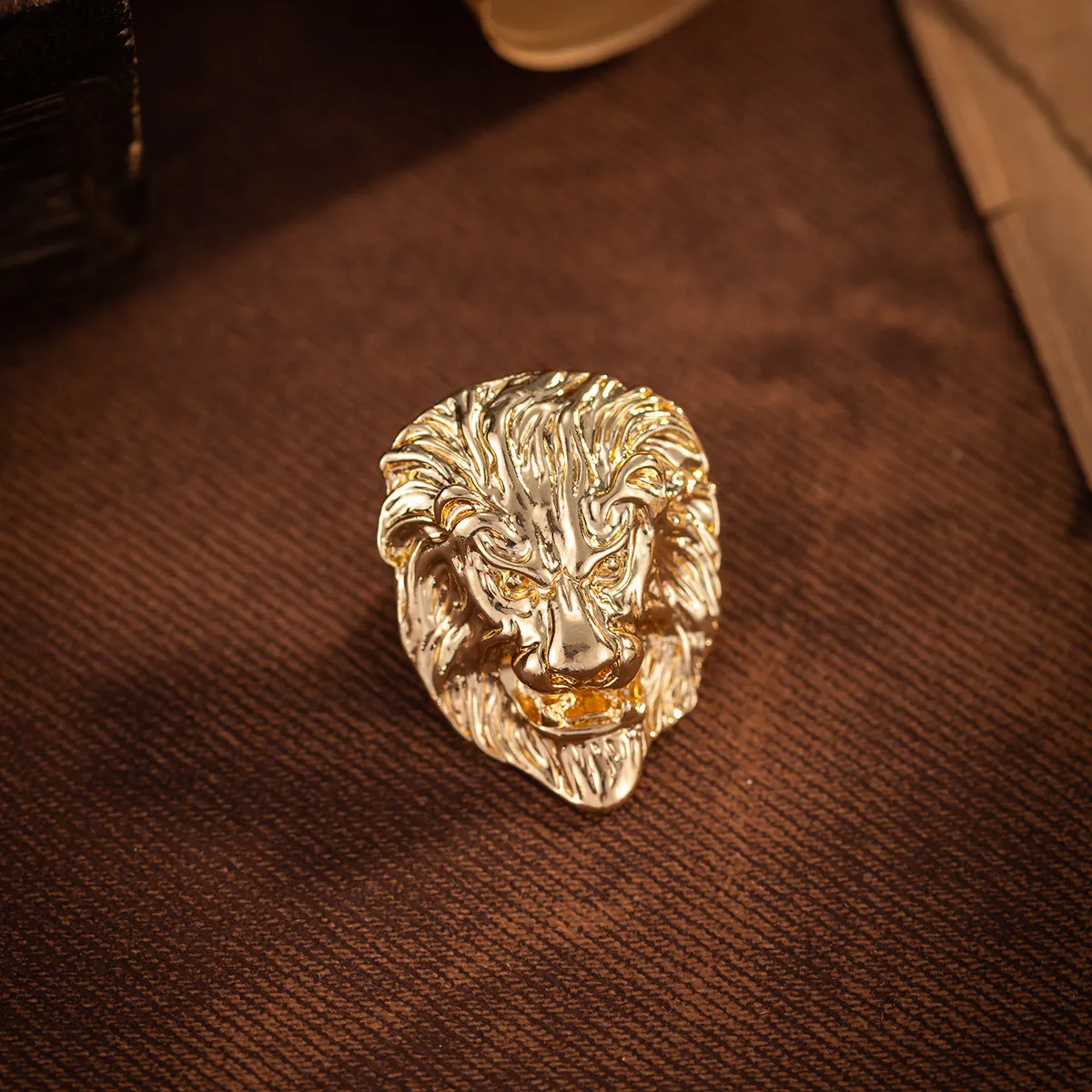 Lion Head Brooch for Men Retro Alloy Animal Pin 2 Pack