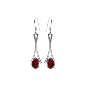 Lola split bar earrings with teardrop garnet facet