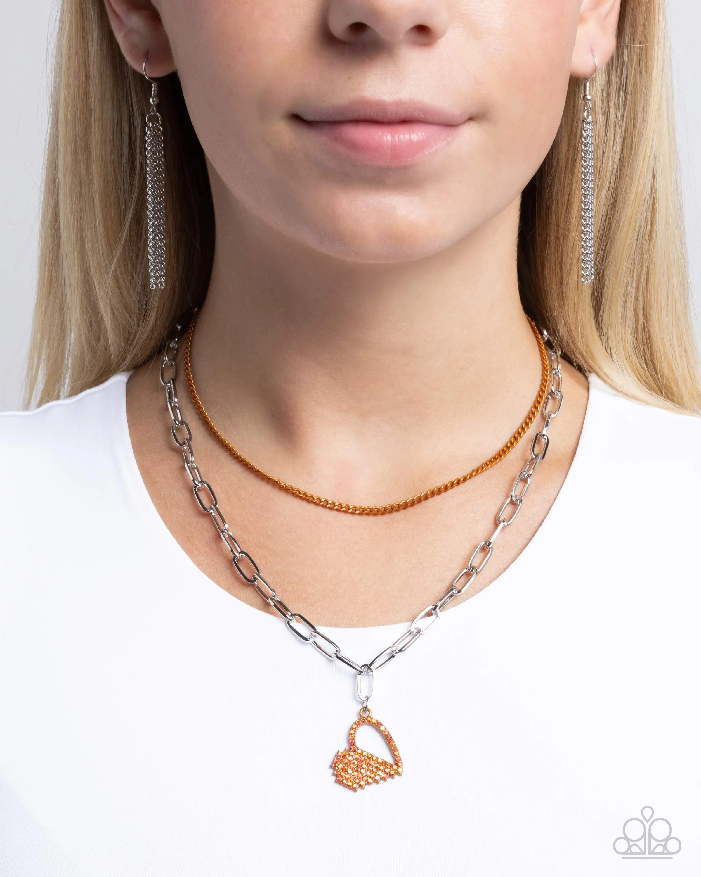 Love Comes and Goes... - Orange (Heart) Earring