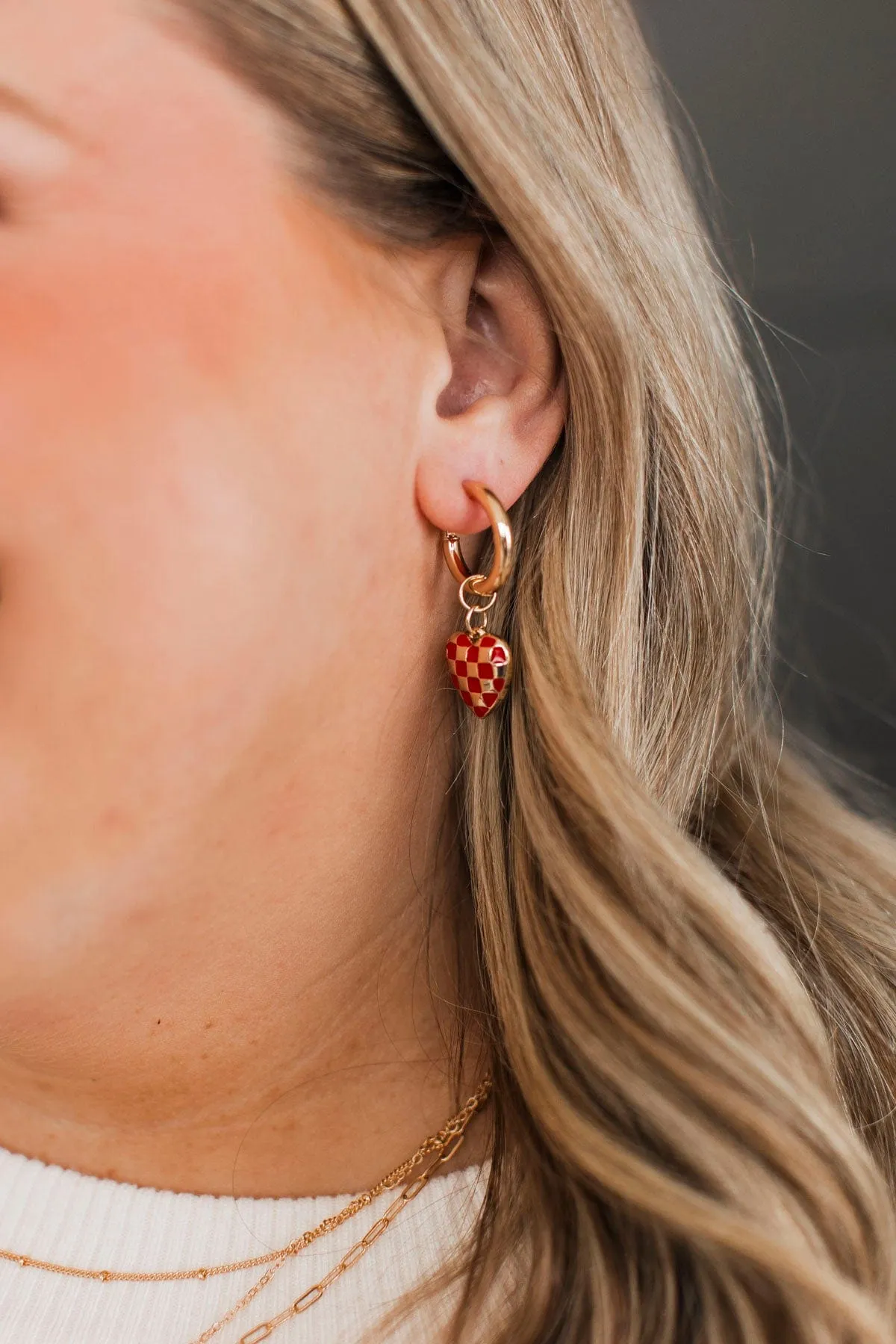 Loving The Vibe Heart Hoop Earrings- Gold