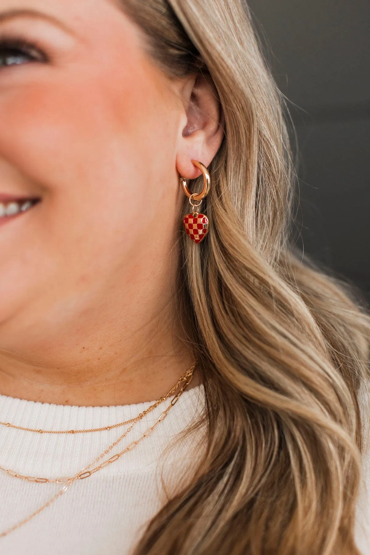Loving The Vibe Heart Hoop Earrings- Gold