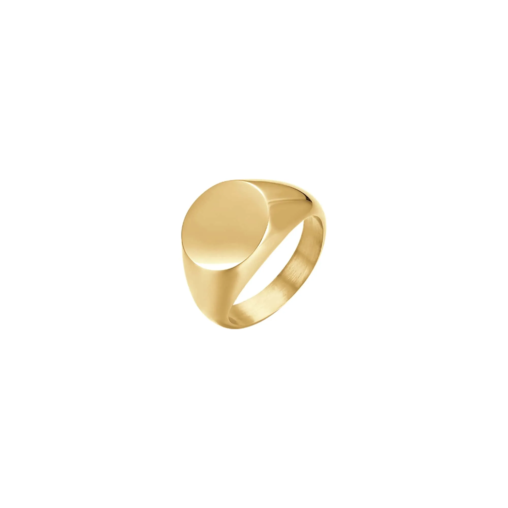 Luca Barra Ladies Signet Ring in IP Gold Steel – Size 10